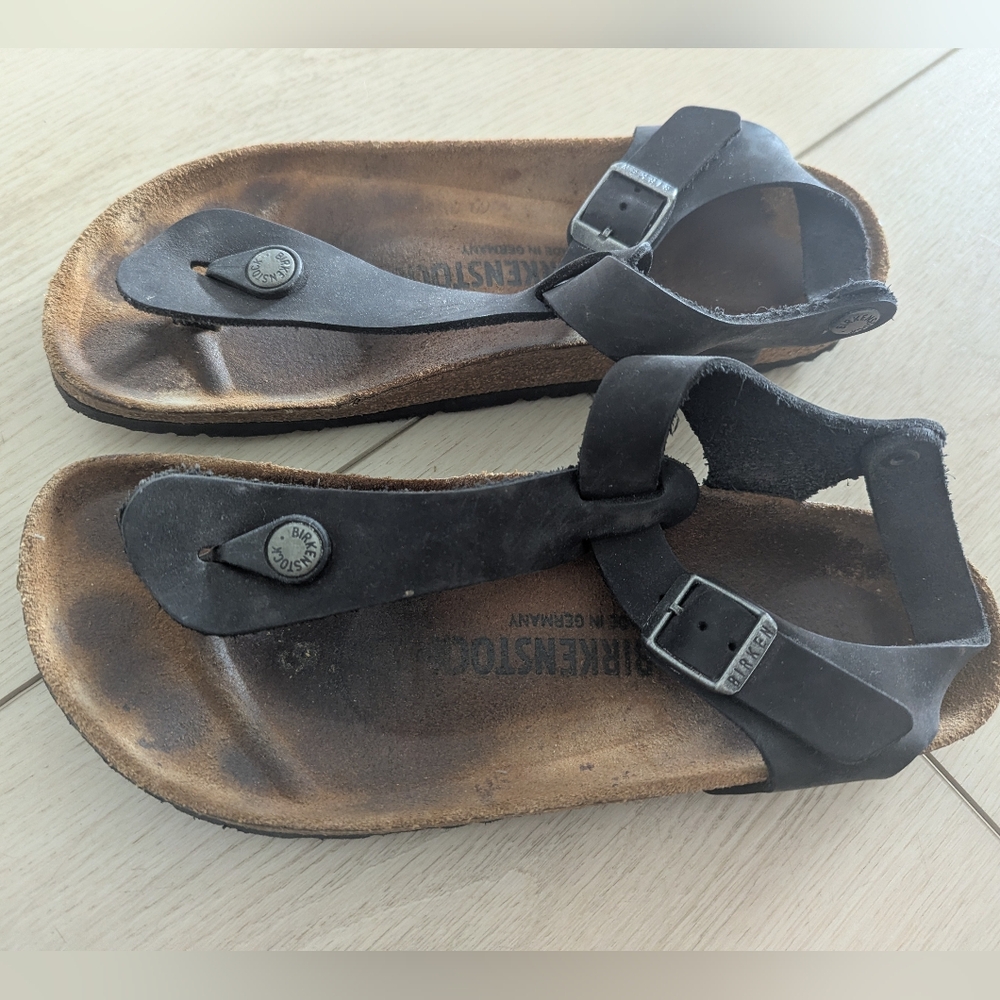Birkenstock Kairo Black Oiled Leather Sandals 39 Narrow